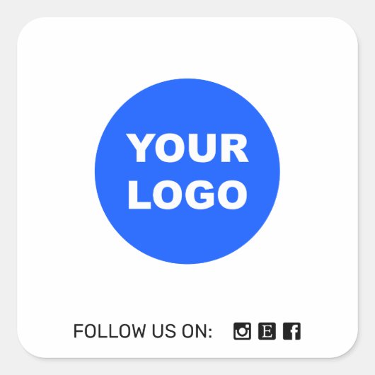 Einfaches White Add Your Logo Social Media Icon Quadratischer Aufkleber (Vorderseite)