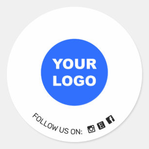 Einfaches White Add Your Logo Social Media Icon Runder Aufkleber