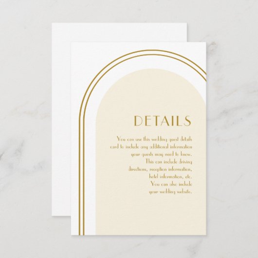 Einfaches White Arch Wedding Gast Detail Begleitkarte (Vorne/Hinten)
