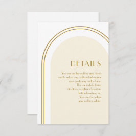 Einfaches White Arch Wedding Gast Detail Begleitkarte