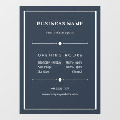 Einfaches White Business Office in Grau Blau Fensteraufkleber (Blatt)