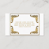 einfaches White Gold Ornament Wedding Registry Visitenkarte (Rückseite)