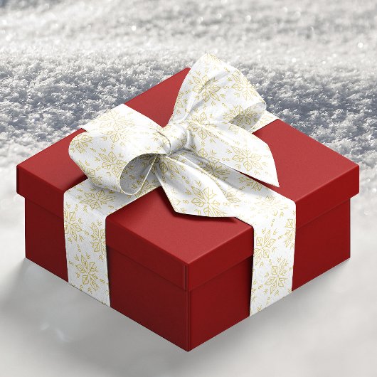 Einfaches White Gold Snowflake Muster Satinband