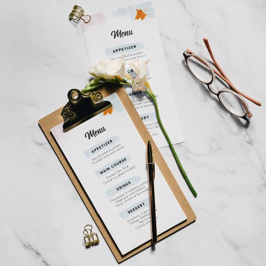 Einfaches White Modern Wedding Menu