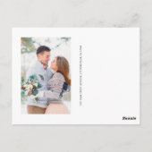 Einfaches White Wedding Foto Vielen Dank Postkarte (Rückseite)