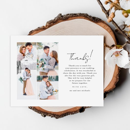 Einfaches White Wedding Foto Vielen Dank Postkarte