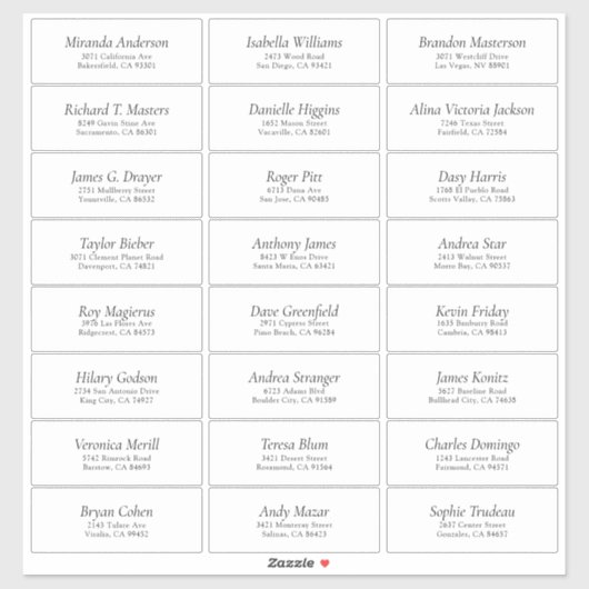 Einfaches White Wedding Guest Address Label (Blatt)