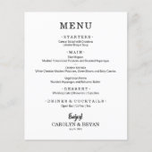 Einfaches White Wedding Menü (Vorne)