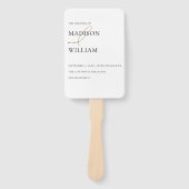 Einfaches White Wedding Programm Handfan Fächer (Vorderseite)