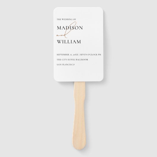 Einfaches White Wedding Programm Handfan Fächer (Vorderseite)