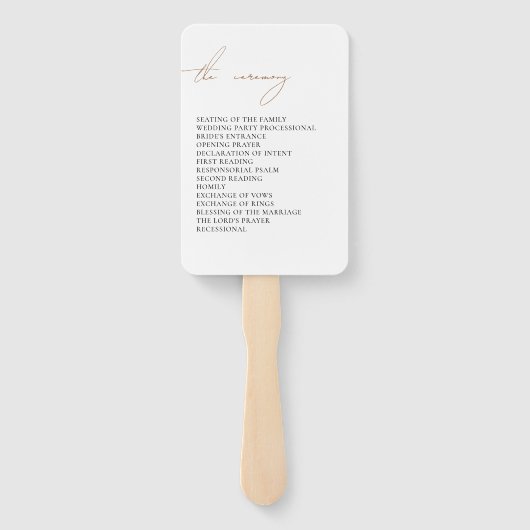 Einfaches White Wedding Programm Handfan Fächer (Rückseite)