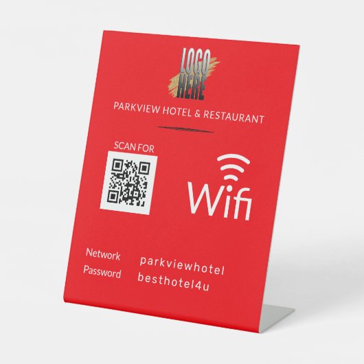 Einfaches WiFi-Netzwerkkennwort QR-Logo Red Pee Sockelschild (Vorderseite)