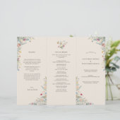 Einfaches Wildblumen-Farn-Beige-Hochzeitsprogramm- (Stehend Vorderseite)