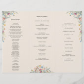 Einfaches Wildblumen-Farn-Beige-Hochzeitsprogramm- (Rückseite)