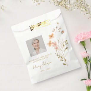 Einfaches Wildblumen-Foto-Trauer-Samen Geschenktütchen