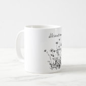 Einfaches Wildblumen-Monogramm Kaffeetasse (Vorderseite Links)
