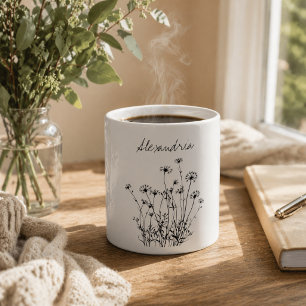 Einfaches Wildblumen-Monogramm  Kaffeetasse