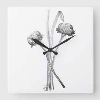 Einfaches Wildblumenfeld-Strauß Quadratische Wanduhr