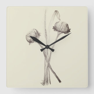 Einfaches Wildblumenfeld-Strauß Quadratische Wanduhr