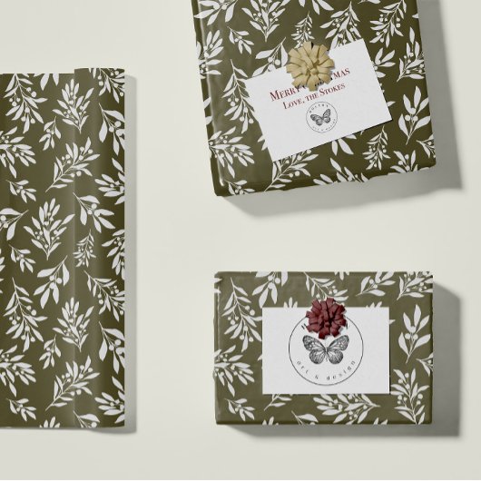 Einfaches Winter Greenery Urlaubspapier Geschenkpapier
