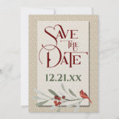 Einfaches Winter mit Kardinal Hochzeit Save The Date (Vorderseite)