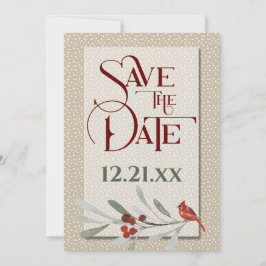 Einfaches Winter mit Kardinal Hochzeit Save The Date