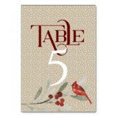 Einfaches Winter mit Kardinal Hochzeitsempfang #5 Tischnummer (Rückseite)