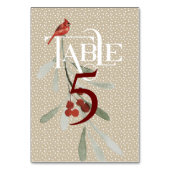 Einfaches Winter mit Kardinal Hochzeitsempfang Tischnummer (Rückseite)