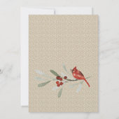 Einfaches Winter mit Kardinal und Grüntönen Hochze Ankündigung (Rückseite)