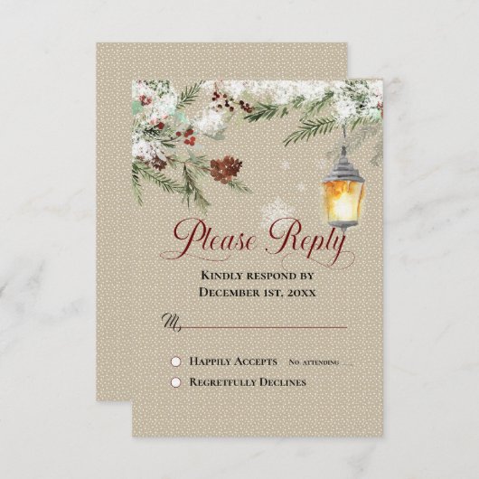 Einfaches Winter mit Lantern Hochzeitsantwort (Vorne/Hinten)