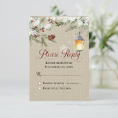 Einfaches Winter mit Lantern Hochzeitsantwort (Stehend Vorderseite)