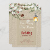 Einfaches Winter mit Lattern und Grüntönen Hochzei Ankündigung (Vorne/Hinten)
