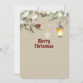 Einfaches Winter mit Lattern und Grüntönen Hochzei Ankündigung (Rückseite)