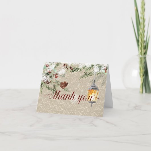 Einfaches Winter mit Lattern Wedding Danke (Vorderseite)