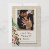 Einfaches Winter mit Verlobung Foto Hochzeit Save The Date (Rückseite)