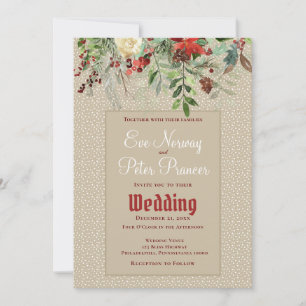 Einfaches Winter mit Weihnachts-Grüntönen Hochzeit Ankündigung
