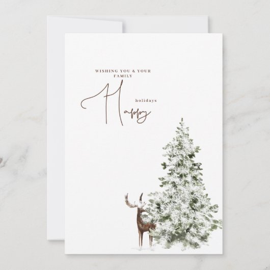 Einfaches Winter-Wasserfarbenwald Hirschfest (Rückseite)