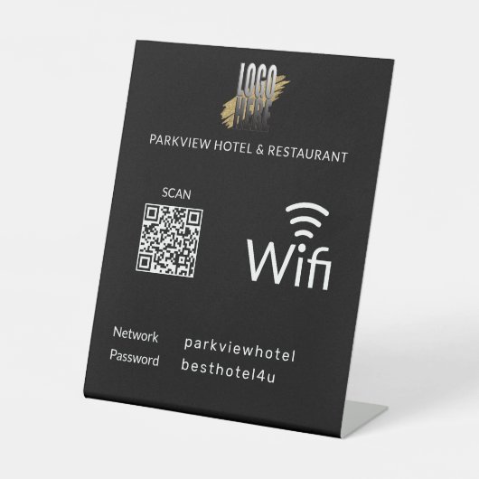 Einfaches WLAN-Kennwort QR-Logo Sockelschild (Vorderseite)