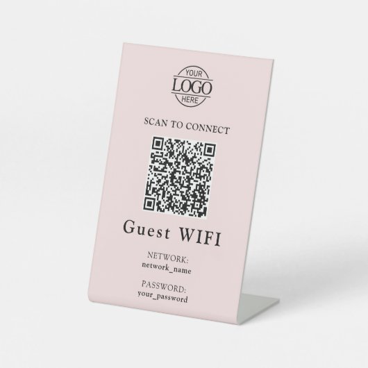 Einfaches WLAN-Passwort & Netzwerk | Geschäft- QR- Sockelschild (Vorderseite)