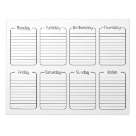 Einfaches Wöchentlicher Planer White Tear Away Kal Notizblock