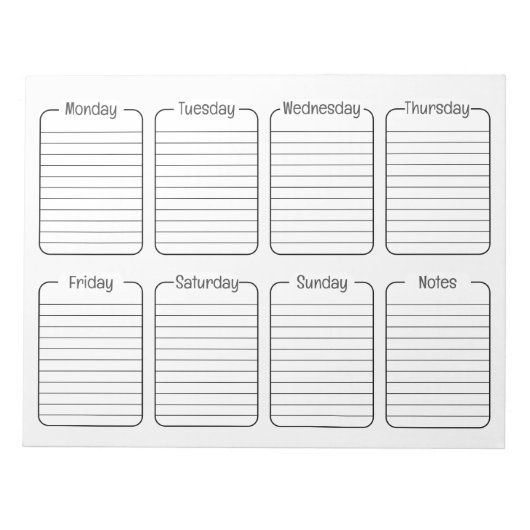 Einfaches Wöchentlicher Planer White Tear Away Kal Notizblock (Vorderseite)