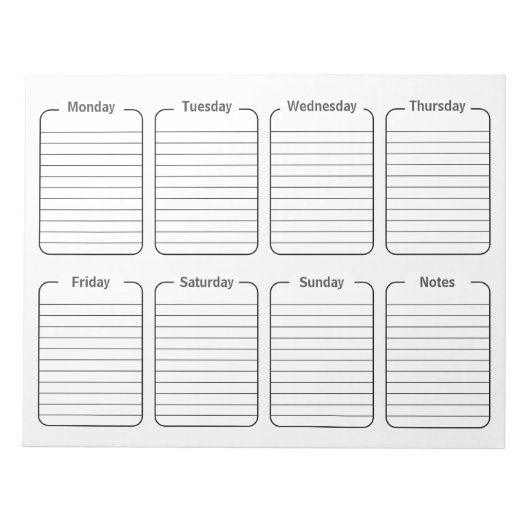 Einfaches Wöchentlicher Planer White Tear Away Kal Notizblock (Vorderseite)
