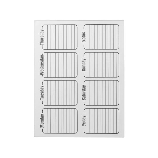 Einfaches Wöchentlicher Planer White Tear Away Kal Notizblock (Rotiert)