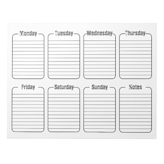 Einfaches Wöchentlicher Planer White Tear Away Kal Notizblock (Vorderseite)