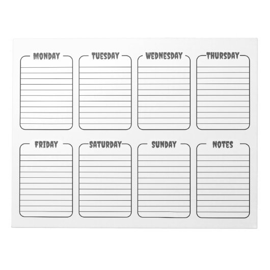 Einfaches Wöchentlicher Planer White Tear Away Kal Notizblock (Vorderseite)