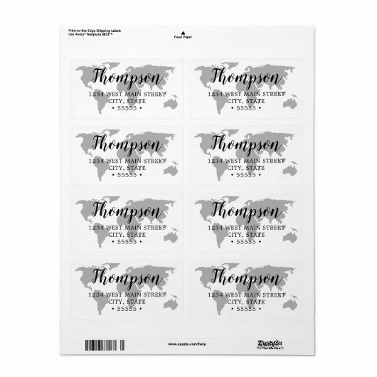 einfaches World Map Return Label (Vorne)