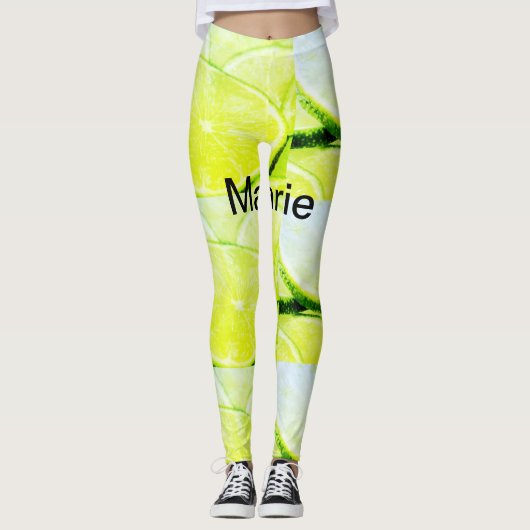 Einfaches yellow green lemon add name minimum cust leggings (Vorderseite)