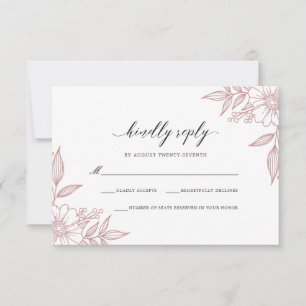 Einfaches zartes Blütenblüten RSVP Karte