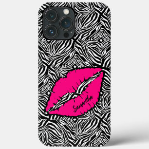 Einfaches Zebra mit rosa Lippen Personalisiert Case-Mate iPhone Hülle