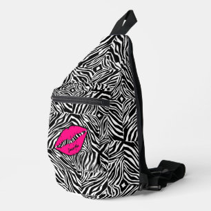 Einfaches Zebra mit rosa Lippen Personalisiert Crossbody Bag